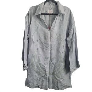 NEW AETHER CONCEPT women's linen collared shirt in gray/green